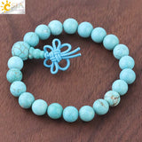 CSJA 7 Chakras Beaded Bracelet 8mm Turquoise Gems Stone Beads Jewelry