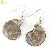 CSJA Natural Snail Ammonite Earrings Spiral Conch Shell Dangle Hook Earrings