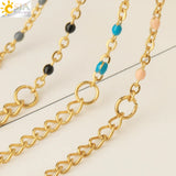 CSJA Women's Stainless Steel Enamel Heart Charms Pendant Bracelet