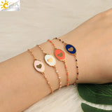 CSJA Women's Stainless Steel Enamel Heart Charms Pendant Bracelet