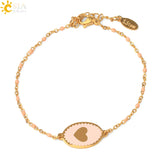CSJA Women's Stainless Steel Enamel Heart Charms Pendant Bracelet