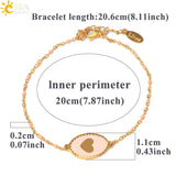 CSJA Women's Stainless Steel Enamel Heart Charms Pendant Bracelet