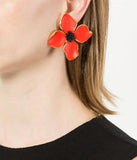CSxjd Enamel Flower Clip Earrings Women Jewellery