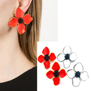 CSxjd Enamel Flower Clip Earrings Women Jewellery