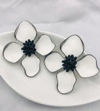 CSxjd Enamel Flower Clip Earrings Women Jewellery