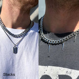 Stainless Steel 3-7mm Cuban Link Necklace for Men Choker Jewelry