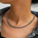 Stainless Steel 3-7mm Cuban Link Necklace for Men Choker Jewelry