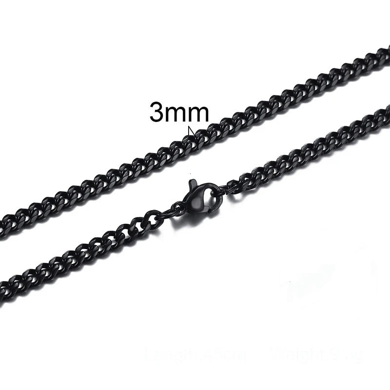 Stainless Steel 3-7mm Cuban Link Necklace for Men Choker Jewelry