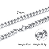 Stainless Steel 3-7mm Cuban Link Necklace for Men Choker Jewelry