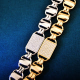 14mm Square Clustered Cuban Chain Bracelet HipHop Iced Out Zirconia Rock Jewelry