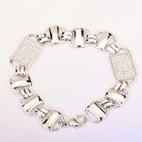 14mm Square Clustered Cuban Chain Bracelet HipHop Iced Out Zirconia Rock Jewelry