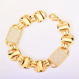 14mm Square Clustered Cuban Chain Bracelet HipHop Iced Out Zirconia Rock Jewelry