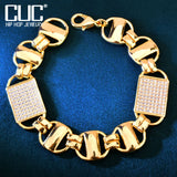 14mm Square Clustered Cuban Chain Bracelet HipHop Iced Out Zirconia Rock Jewelry