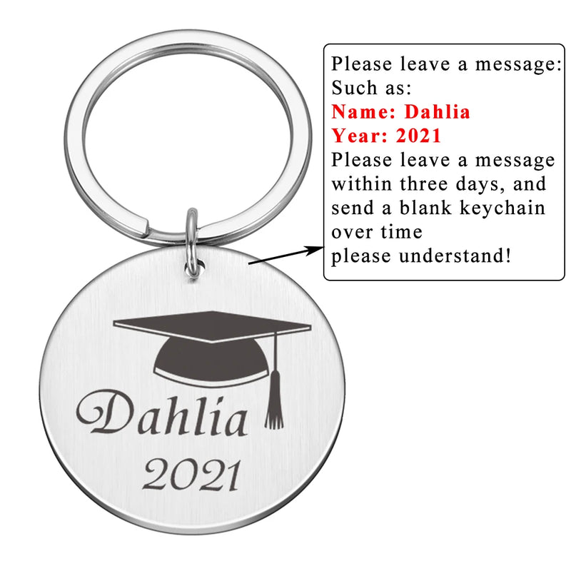 Personalized Graduation Keychain Gift for Him Her Men Women Keyring Pendant