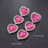 Pink Heart Statement Earrings Large Drop Jewelry