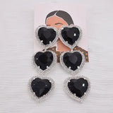 Pink Heart Statement Earrings Large Drop Jewelry