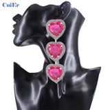 Pink Heart Statement Earrings Large Drop Jewelry