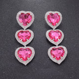 Pink Heart Statement Earrings Large Drop Jewelry