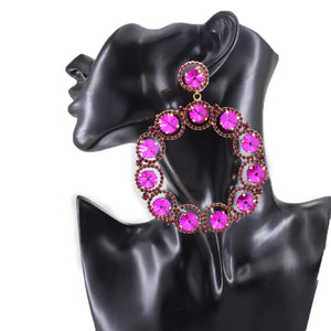 Big Hoop Earrings with Glass Rhinestones for Wedding