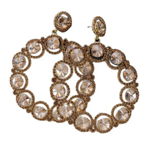 Big Hoop Earrings with Glass Rhinestones for Wedding