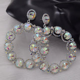 Big Hoop Earrings with Glass Rhinestones for Wedding