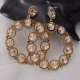 Big Hoop Earrings with Glass Rhinestones for Wedding