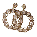 Big Hoop Earrings with Glass Rhinestones for Wedding