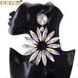 Drag Queen Huge Earring with Emerald Gemstone for Women