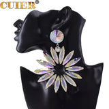 Drag Queen Huge Earring with Emerald Gemstone for Women
