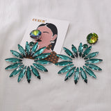 Drag Queen Huge Earring with Emerald Gemstone for Women