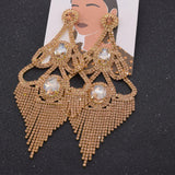 CUIER Large Drop Earrings Rhinestones Tassel Wedding Party Bridal Jewelry