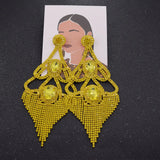 CUIER Large Drop Earrings Rhinestones Tassel Wedding Party Bridal Jewelry