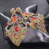 CUIER Large Drop Earrings Rhinestones Tassel Wedding Party Bridal Jewelry
