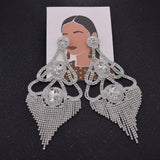 CUIER Large Drop Earrings Rhinestones Tassel Wedding Party Bridal Jewelry