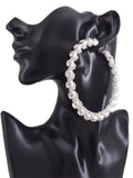 Huge Hoop Earring for Women Bead Chain Rhinestone Female Earrings