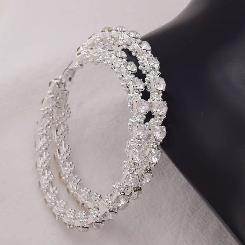 Huge Hoop Earring for Women Bead Chain Rhinestone Female Earrings