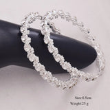 Huge Hoop Earring for Women Bead Chain Rhinestone Female Earrings