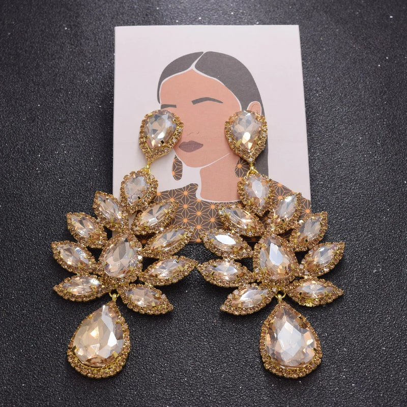CUIER Crystal Drop Earrings Rhinestone Statement Dangle Wedding Jewelry