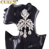 CUIER Water drop Pendant Dangle Earrings Glass Rhinestones Wedding Party