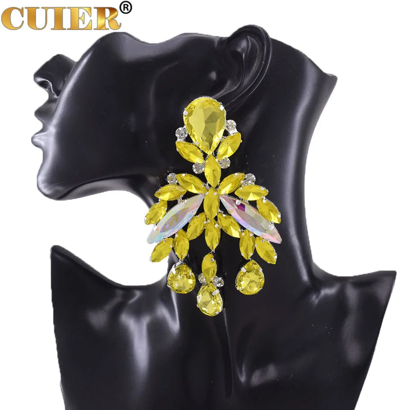 CUIER Water drop Pendant Dangle Earrings Glass Rhinestones Wedding Party