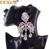 CUIER Water drop Pendant Dangle Earrings Glass Rhinestones Wedding Party