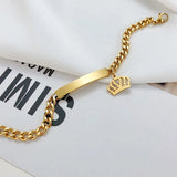 Crown ID Bar Bracelet Personalized Women Wristband