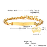 Crown ID Bar Bracelet Personalized Women Wristband