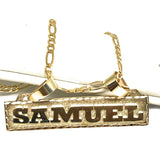 Nameplate Pendant Necklace Stainless Steel Men's Gift