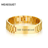 Men's Chain Link ID Bracelet Stainless Steel Personalized Tag Pulseras