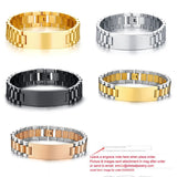 Men's Chain Link ID Bracelet Stainless Steel Personalized Tag Pulseras