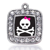 Skull & Crossbones Square Charm Antique Silver Plated Jewelry