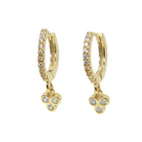 Three Stone Dangle Charm Earrings Vermeil 925 Sterling Silver