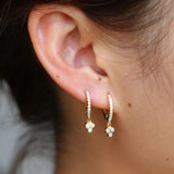 Three Stone Dangle Charm Earrings Vermeil 925 Sterling Silver