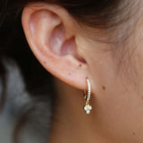 Three Stone Dangle Charm Earrings Vermeil 925 Sterling Silver